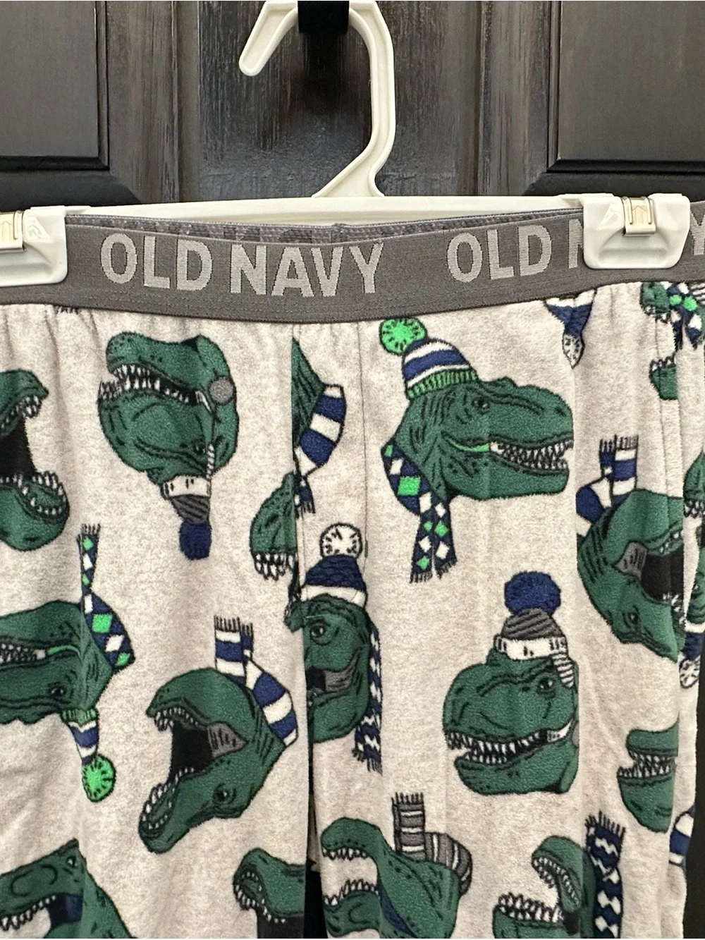 Old Navy Boys Fleece Pajama Pants with Green Dinosaur Print Large